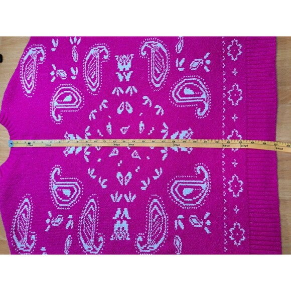 American Eagle Oversized Size L Pink Bandana Paisley Pullover Sweater SMALL FLAW - Picture 12 of 15